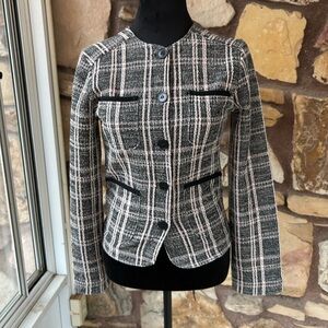 ME + EM Tweed blush pink and black jacket